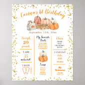 オレンジパンプキンパッチ秋ファースト誕生日サイン ポスター (正面)