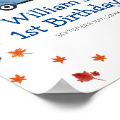 オレンジパンプキンブルートラック誕生日ウェルカムサイン ポスター (角)