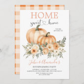 オレンジパンプキンホームスウィートホーム引っ越し祝いパーティーパーティー 招待状 (正面/裏面)