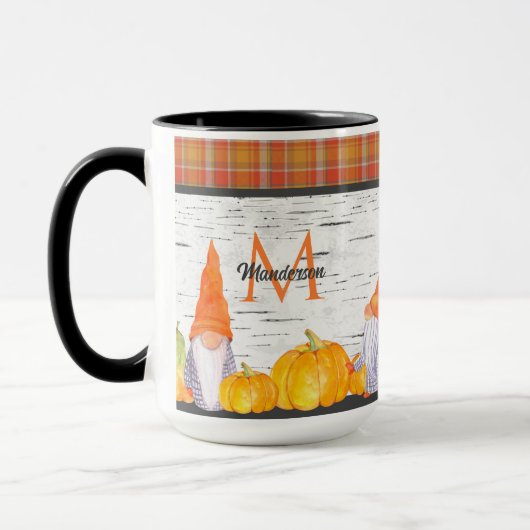 オレンジパンプキン格言ズハウス秋プレイド マグカップ (左)