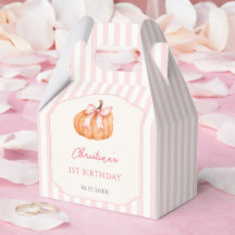 オレンジパンプキン ピンクのリボン 1歳の誕生日