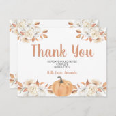 オレンジパンプキ素朴ンフローラ第1誕生日 サンキューカード (正面/裏面)