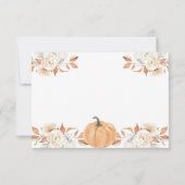 オレンジパンプキ素朴ン1st誕生日RSVPカード サンキューカード (裏面)