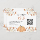 オレンジパンプキ素朴ン1st誕生日RSVPカード サンキューカード (正面/裏面)