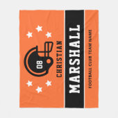 オレンジパーソナライズされたとブラックサッカーの選手の名前 フリースブランケット (正面)