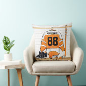オレンジパーソナライズされたとホワイトアイスホッケージャージー クッション (椅子)