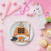 オレンジパーソナライズされたとホワイトアイスホッケージャージー ペーパープレート (パーティー)