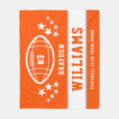 オレンジパーソナライズされたとホワイトサッカーの選手の名前 フリースブランケット (正面)