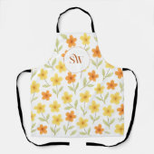 オレンジパーソナライズされたと黄色のフローラ エプロン (正面)