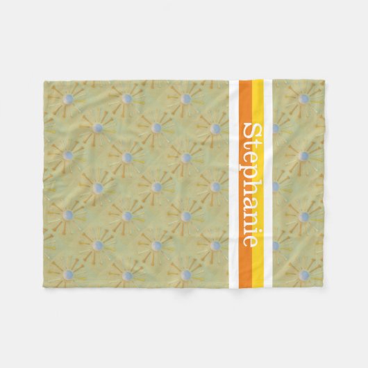 オレンジパーソナライズされたと黄色の名前のゴルフボール フリースブランケット (正面(横))