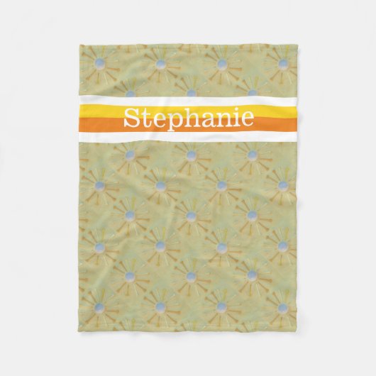 オレンジパーソナライズされたと黄色の名前のゴルフボール フリースブランケット (正面)