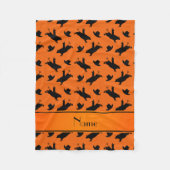 オレンジパーソナライズされたのロデオ牛の乗馬パターンの名前 フリースブランケット (正面)