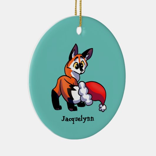 オレンジパーソナライズされたキツネクリスマスオーナメント セラミックオーナメント (右)