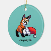 オレンジパーソナライズされたキツネクリスマスオーナメント セラミックオーナメント (左)