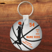 オレンジパーソナライズされたキーホルダー付きバスケットボール文字 キーホルダー (正面)