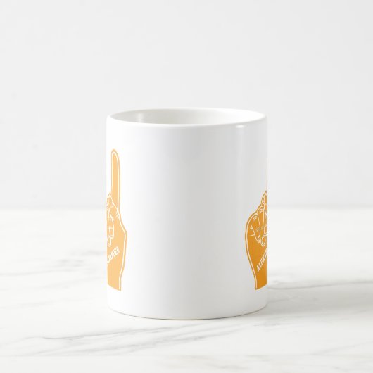 オレンジパーソナライズされたスポーツフォームフィンガー コーヒーマグカップ (中央)