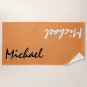 オレンジパーソナライズされたビーチタオル ビーチタオル (正面)