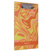 オレンジパーソナライズされた大理石の水色クリップボード クリップボード (右)