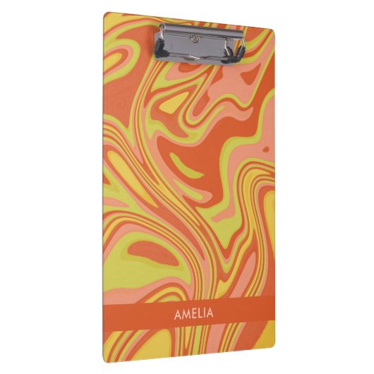 オレンジパーソナライズされた大理石の水色クリップボード クリップボード (右)