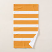 オレンジパーソナライズされた色と白のストライプパターン バスタオルセット (ハンドタオル)