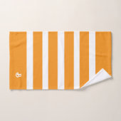 オレンジパーソナライズされた色と白のストライプパターン バスタオルセット (ハンドタオル)