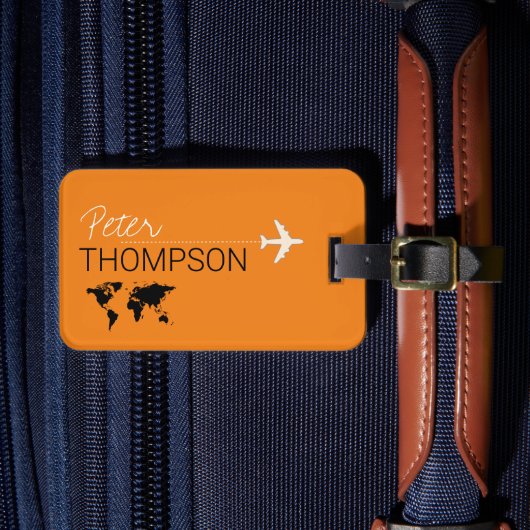 オレンジパーソナライズされた色のエレガントエアロトラベル ラゲッジタグ (正面インサイチュ4)