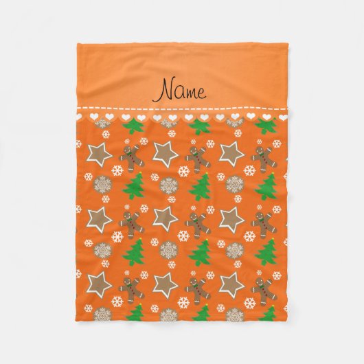 オレンジパーソナライズされた色のクリスマス・クッキー フリースブランケット (正面)