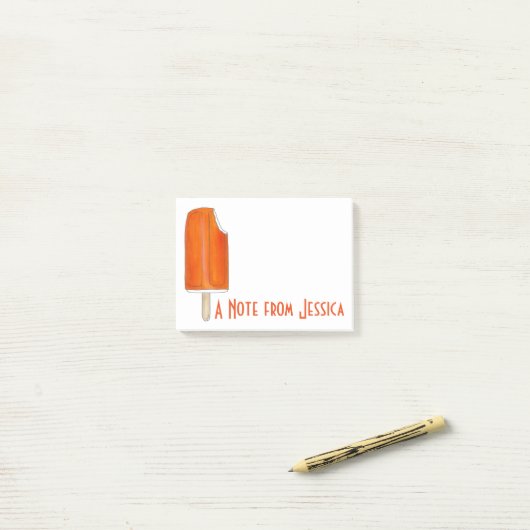 オレンジパーソナライズされた色のクレムシクルポップシクル ポストイット (デスク上)