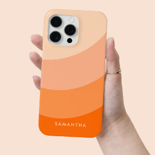 オレンジパーソナライズされた色のグラデモダンーション名(明) iPhone 15 PRO MAXケース