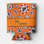 オレンジパーソナライズされた色のトランプのポーカーチップ 缶クーラー (正面)