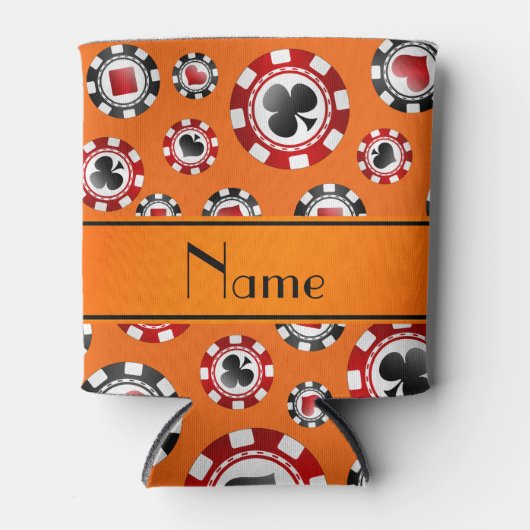 オレンジパーソナライズされた色のトランプのポーカーチップ 缶クーラー (正面)