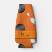 オレンジパーソナライズされた色のボーリングボールピンの名前 ボトルクーラー (正面)