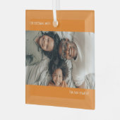 オレンジパーソナライズされた色の写真クリスマス ガラスオーナメント (正面左)