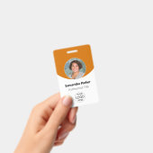 オレンジパーソナライズされた色の写真、ロゴ、バーコード従業員 バッジ (手持ち)