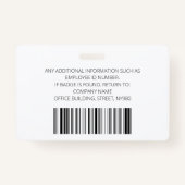 オレンジパーソナライズされた色の写真、ロゴ、バーコード従業員 バッジ (裏面)