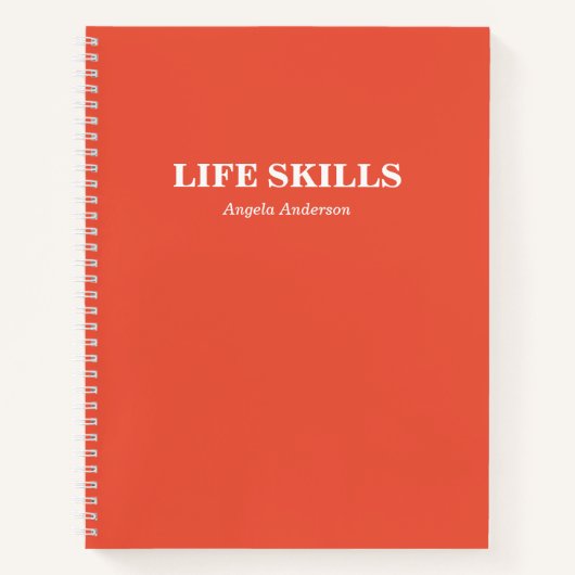 オレンジパーソナライズされた色の学校教科スパイラル ノートブック (正面)
