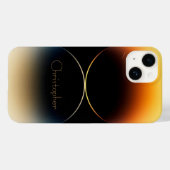 オレンジパーソナライズされた色の放射状テクスチャiphone 15 Case-Mate iPhoneケース (裏面 (横))
