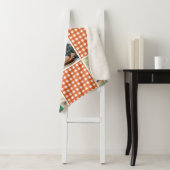 オレンジパーソナライズされた色の格子模様5フォトコラージュ シェルパブランケット (インサイチュ)