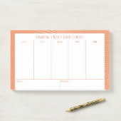 オレンジパーソナライズされた色の週間クラススケジュール ポストイット (デスク)
