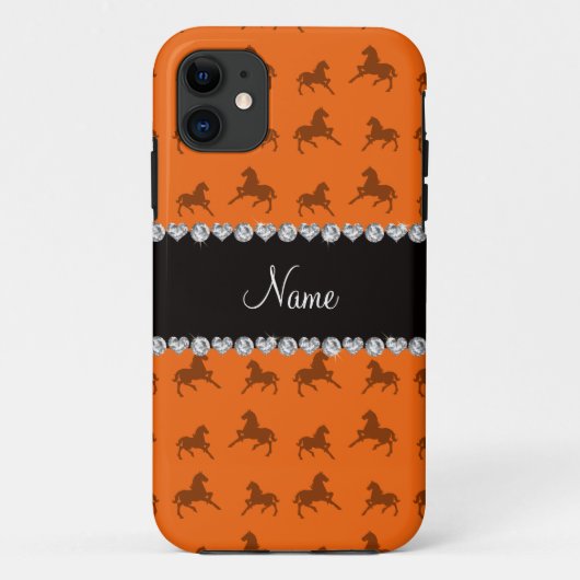 オレンジパーソナライズされた色の馬模様 Case-Mate iPhoneケース (裏面)