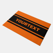 オレンジパーソナライズされた色の黒いレース用ドアストライプマット ドアマット (アングル)