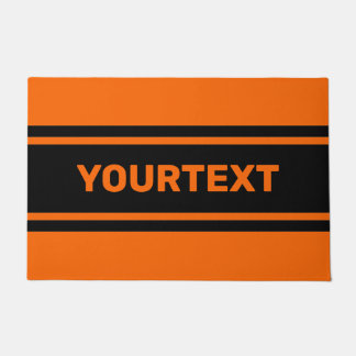 オレンジパーソナライズされた色の黒いレース用ドアストライプマット ドアマット
