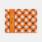 オレンジパーソナライズされた色バレーボール黒星 フリースブランケット (正面(横))