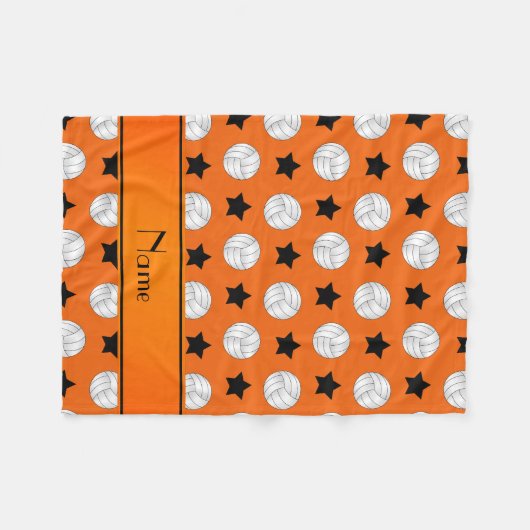 オレンジパーソナライズされた色バレーボール黒星 フリースブランケット (正面(横))