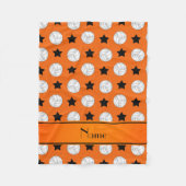 オレンジパーソナライズされた色バレーボール黒星 フリースブランケット (正面)