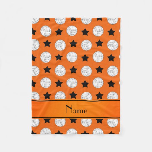 オレンジパーソナライズされた色バレーボール黒星 フリースブランケット (正面)