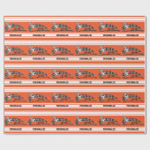 オレンジパーソナライズサッカー ラッピングペーパー (フラット)