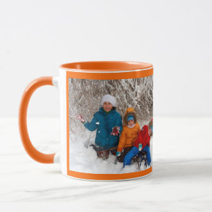 オレンジパーソナライズ写真テンプレートギフトコーヒーマグ マグカップ