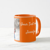 オレンジパーソナライズ写真テンプレートギフトコーヒーマグ マグカップ (正面右)