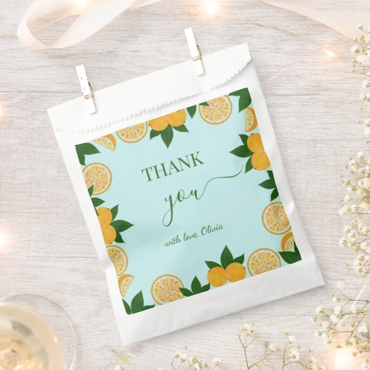 オレンジパーティーフルーツ新鮮な赤ちゃんシャワーギフト フェイバーバッグ (クリップ留めされた状態)